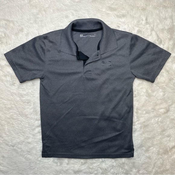 Under Armour Polo Shirt Collared Dark Grey Size 7 - Picture 1 of 16